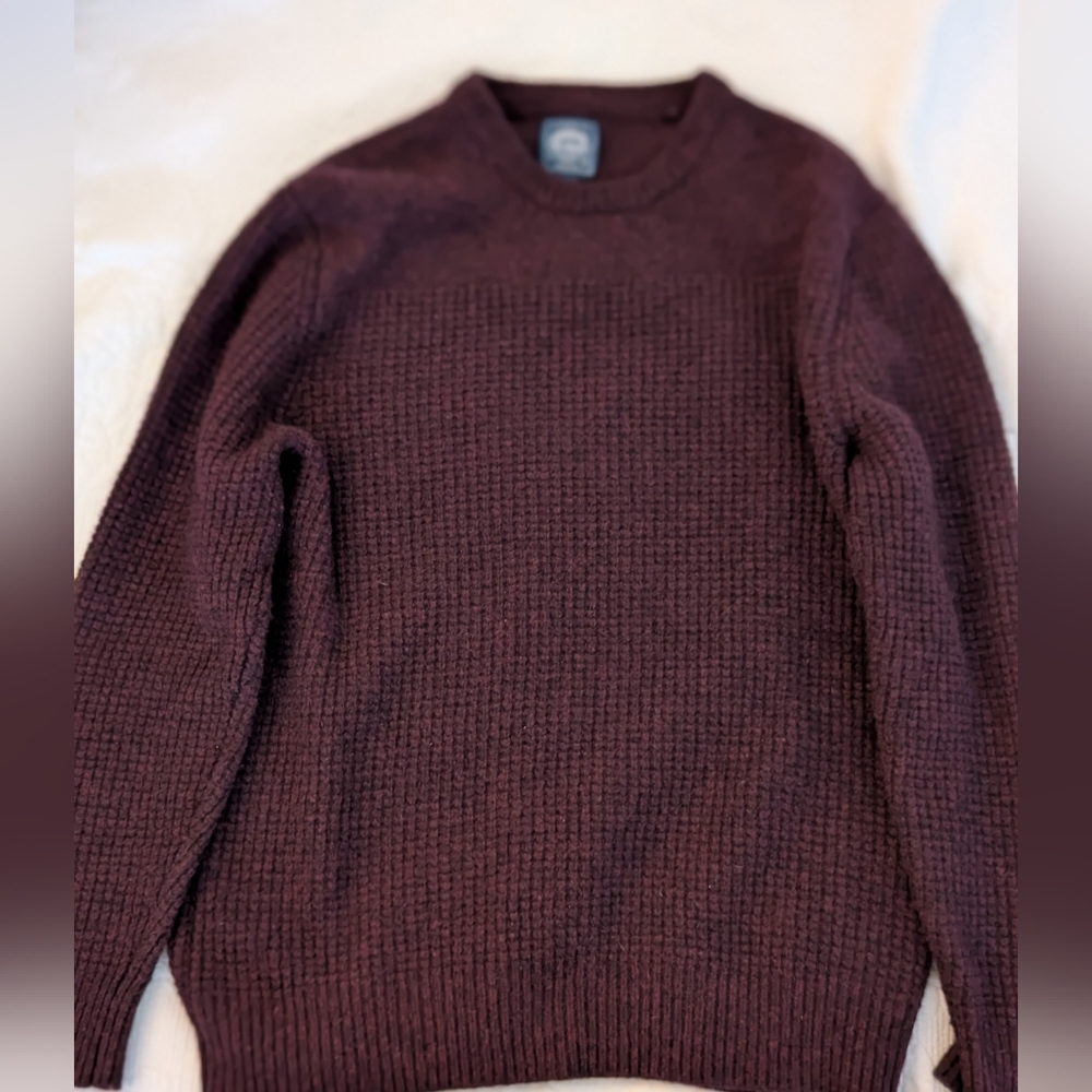 Cambridge Dry Goods Co. Maroon Lambswool Blend Waffle Knit Sweater - XL